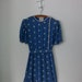 Blue Silk Dress ... Asymmetric Pleated Bubble Print ... Medium / Large