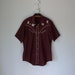 Embroidered Western Shirt ... Maroon Floral Yoke Pearl Snaps ... Large
