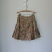 Vintage Pleated Skirt ... 90's Floral Print Linen Mini Kilt ... Small / Medium