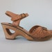 Wedge Peep Toe Sandals ... 90's does 70's Strappy Wooden Platform Clogs ... 6 36