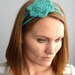 Lydia Crocheted 3 Band Headband with Flower -- All Colors/Sizes (Turqouise shown)