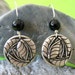 Silver Leaf Circle Earrings with Black Onyx and Hand-Fashioned Sterling Silver Wires