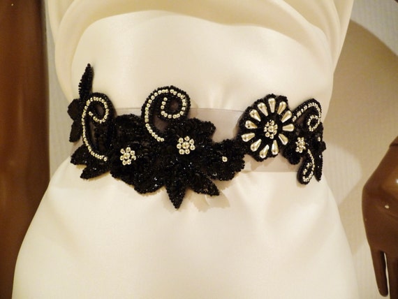 black sequin sash belt