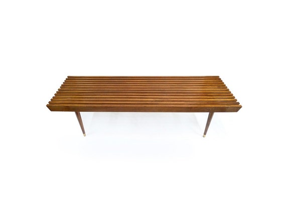 Vintage Mid Century Slat Bench