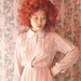 Vintage light pink dress with lace neck, xs - small, Japanese