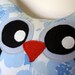 SALE, handmade stuffed owl pillow plush in blue flowers- vintage fabric