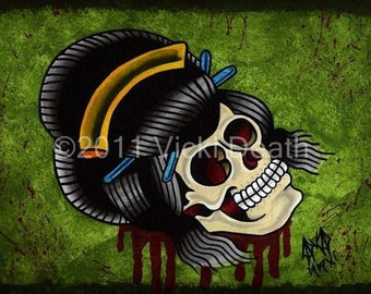 Geisha Skull Original Tattoo Art