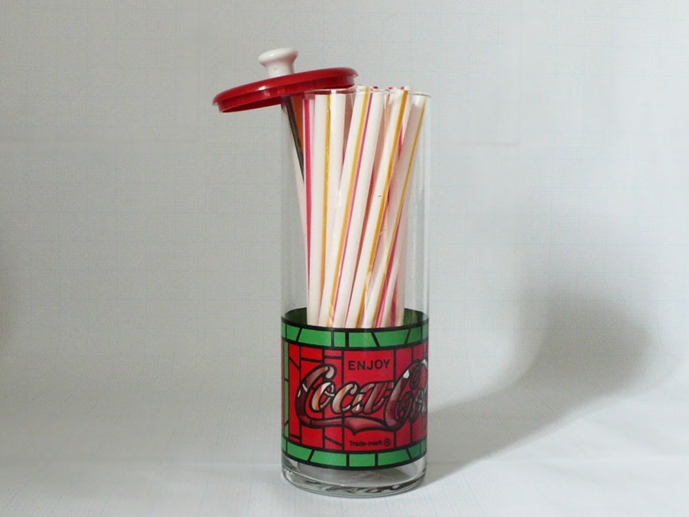 vintage coca cola straw holder/dispenser
