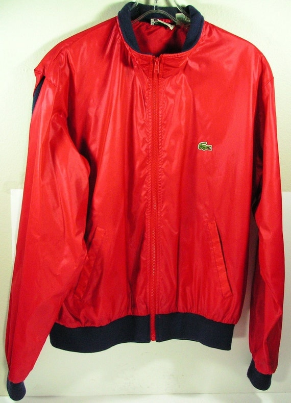 vintage lacoste jacket mens large red wind breaker golf izod
