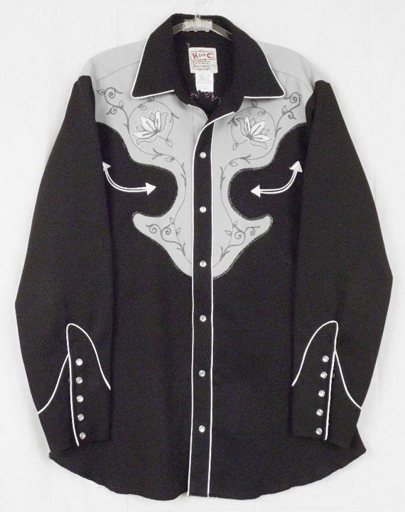 Vintage H BAR C Rockabilly Western Embroidered Shirt