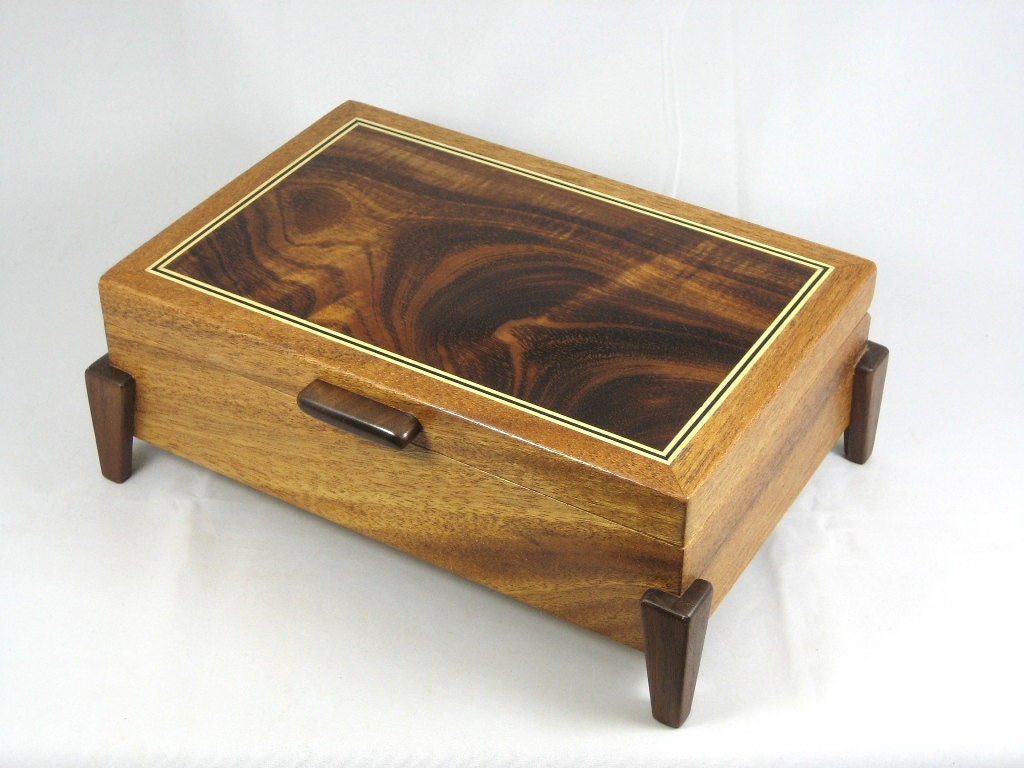 keepsake box mens valet box wooden Cherry by KnotheadsWoodshed