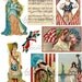 Liberty 4th Of July USA Red White and Blue Parade Vintage Postcard Scraps Paper Doll Digital Collage Sheet Download