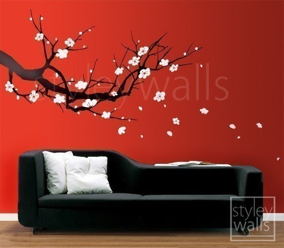 Cherry Blossom Branch Wall Decal Sakura Tree Wall by styleywalls