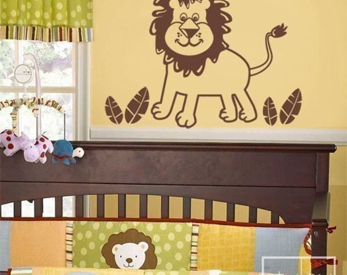Lion Wall Decal, Jungle Animals Wall Decal, Lion Wall Sticker, Little Jungle Lion Wall Decal for Kids, Lion Nursery Baby Room Wall Decal