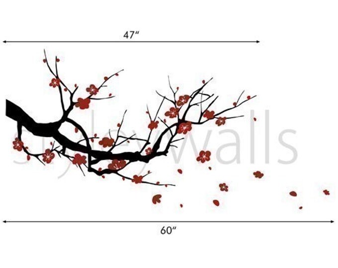 Cherry Branch Wall Decals Cherry Blossom Wall Decal Sakura Tree - Nursery Wall Decal Branch Wall Decal Tree Wall Decal Home Decor Art
