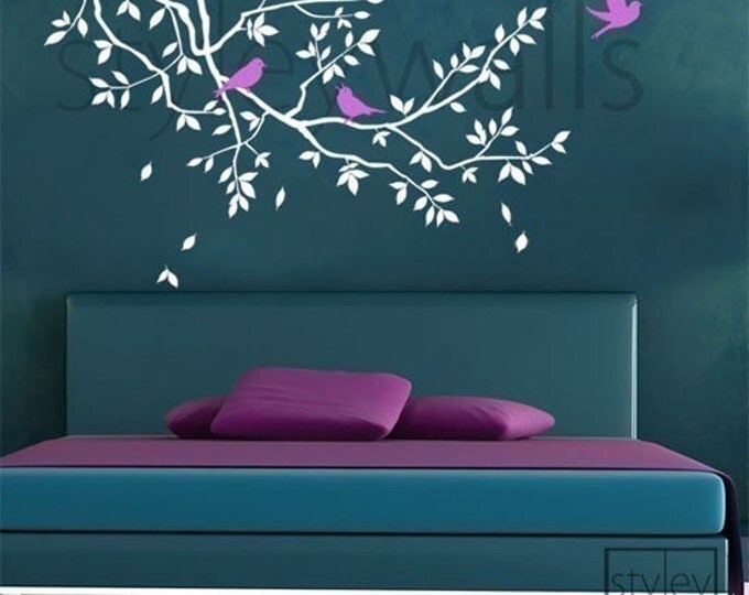 Branch Wall Decal, Branch and Birds Wall Decal GIFT BIRDS, Branch Wall Sticker Decor for Home Living Room Bed Room, Tree Wall Decal