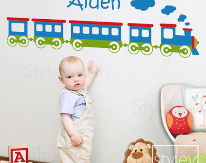 Train Wall Decal for Nursery Baby Room, Choo Choo Train Personalized Vinyl Wall Decal for Kids, Choo Choo Train Wall Decal Sticker