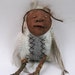 Folk Art Doll Ornament cloth clay hand stitching spring black bird easter chic