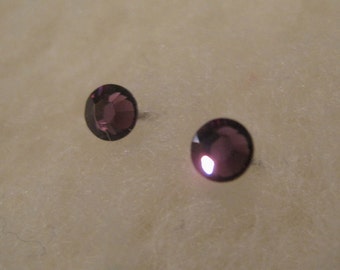 Surgical Steel Stud Earrings - Amethyst Crystals - Hypoallergenic Earrings for Sensitive Ears / Surgical Steel Post Earrings