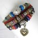 Multi cotton ropes small wooden beads with heart charm red leather bracelet