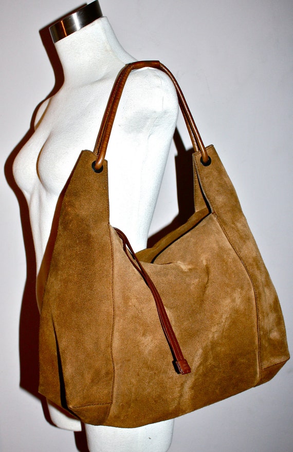 Huge VINTAGE GUCCI Authentic Brown Suede Slouchy by StatedStyle