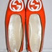 Authentic GUCCI Vintage Patent Leather Organge Logo Ballet Flats Sz7