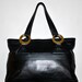 Vintage GIANNI VERSACE Black Butter Leather Gold Ring Tote