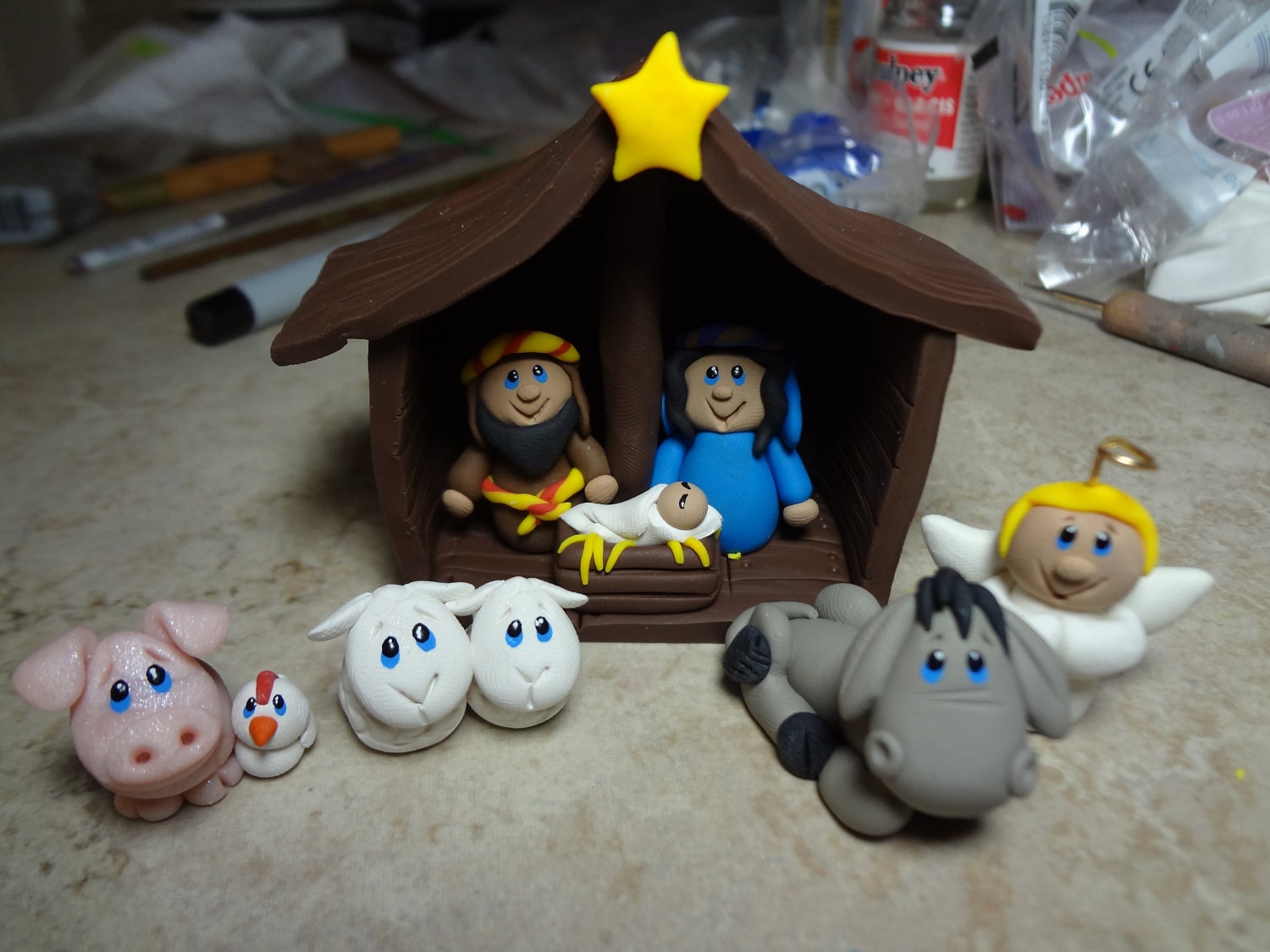 Clay Nativity Set by ClayCreationsbyLaura on Etsy