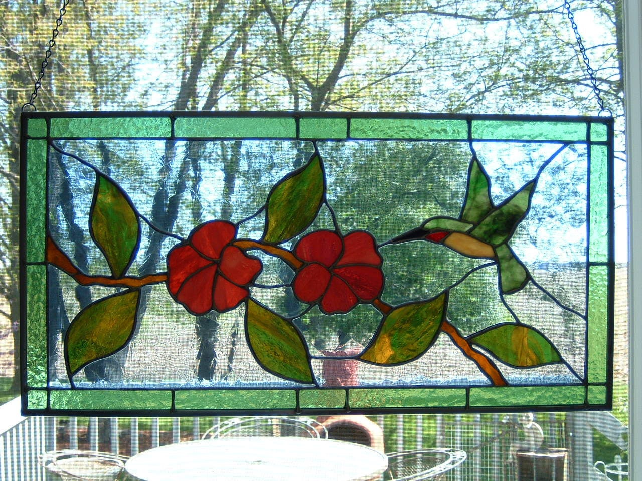 Hummingbird Stained Glass Panel