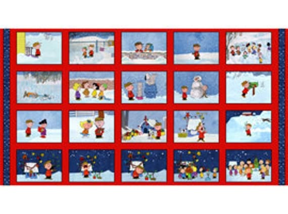 Christmas Time - Peanuts - Quilt Panel Red/Navy 22152-RN