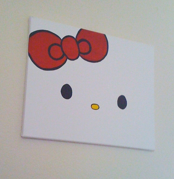 Hello Kitty Canvas Painting by LandofLaLa on Etsy