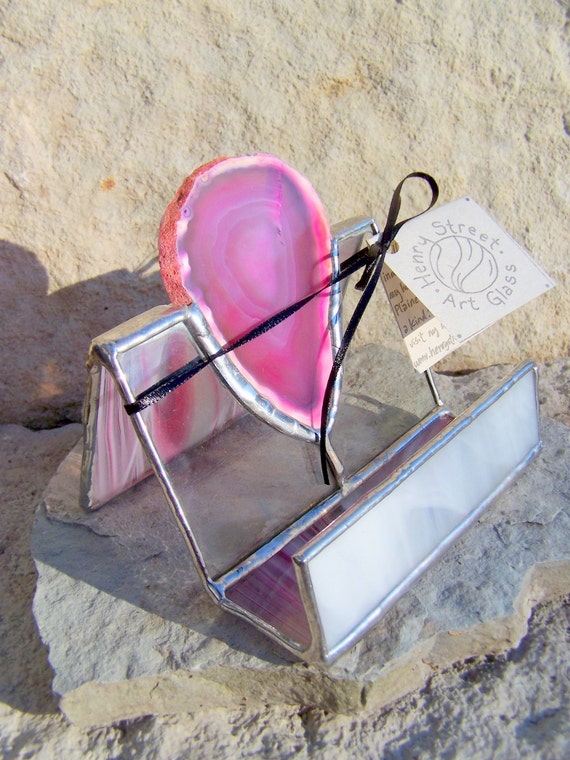 Agate Stone And Stained Glass Pink Tiffany Business Card