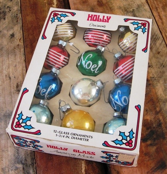 Vintage Set of Glass Christmas Ornaments