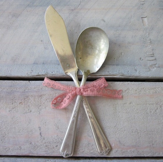 Federal Solid Nickel Silver Butter Knife and Sugar Spoon