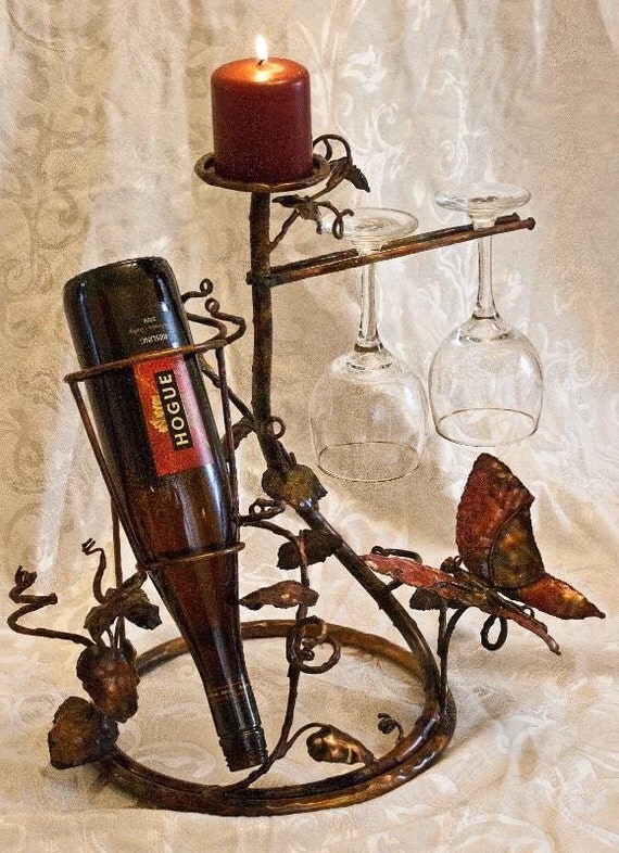Items similar to Copper Butterfly Wine Rack on Etsy