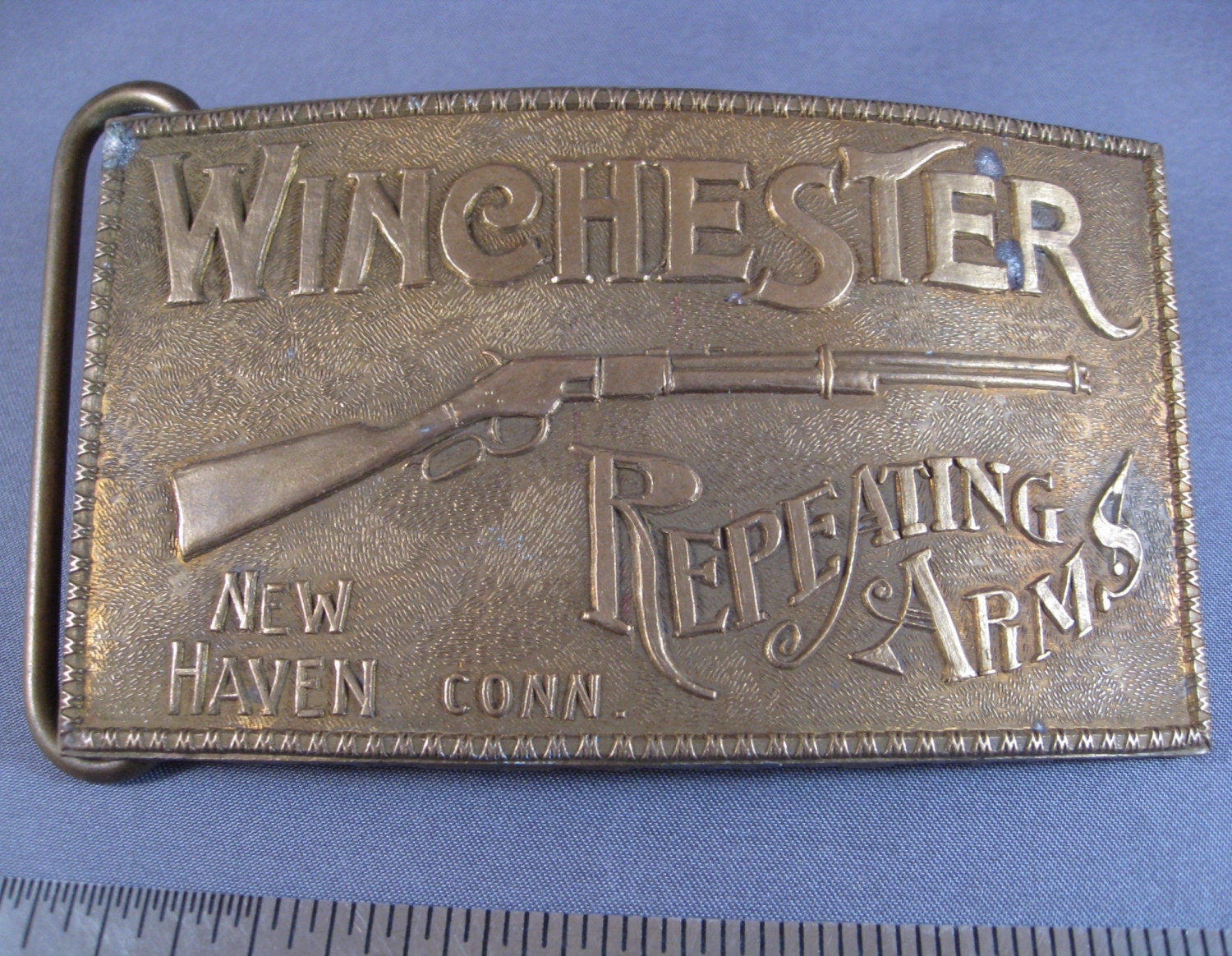 Winchester Rifle Brass Belt Buckle Vintage