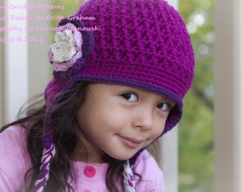 Crochet Hat Pattern - Textured Earflap Crochet Hat Pattern No.602 Unisex NINE Sizes from Newborn to Adult digital pdf