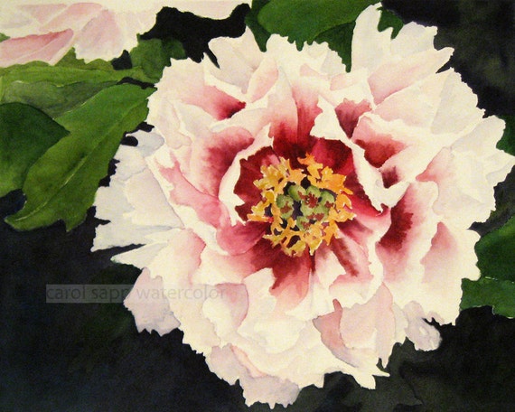 Items similar to peony watercolor painting archival print on Etsy