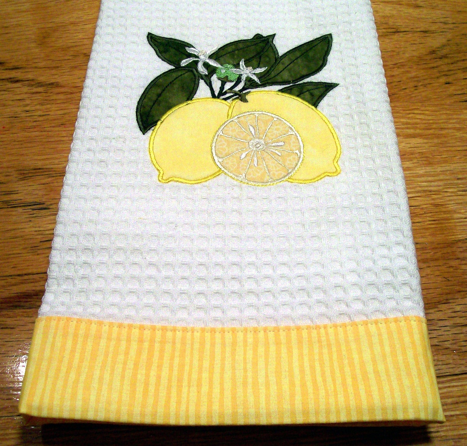 Embroidered Appliqued Dish Cloth Towel Lemons