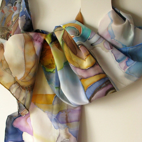 Silk scarf Hand painted Light Summer Breeze by silkstory on Etsy