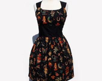 Tattoo Art Rockabilly Pinup Dress / Vintage Inspired Tattoo Art Dress