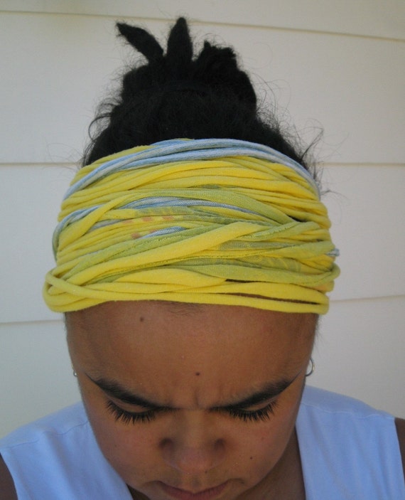 Recycled TShirt MELLOW YELLOW Dread Hair Wrap Neck by N8tiveB