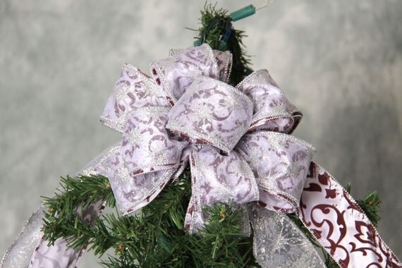 purple with silver christmas tree topper bow purple with silver christmas tree topper bow