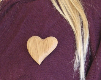 Butternut Wood Heart Pin Wood Carving Wood Hand Carved Handmade Jewelry Gift For Mom Gift For Daughter Valentines Day Gift Brooch Lapel Pin