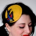 Retro fascinator in yellow with sparrow embroidered embellishment