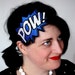 Comic pow embroidered headband hair decoration blue and white