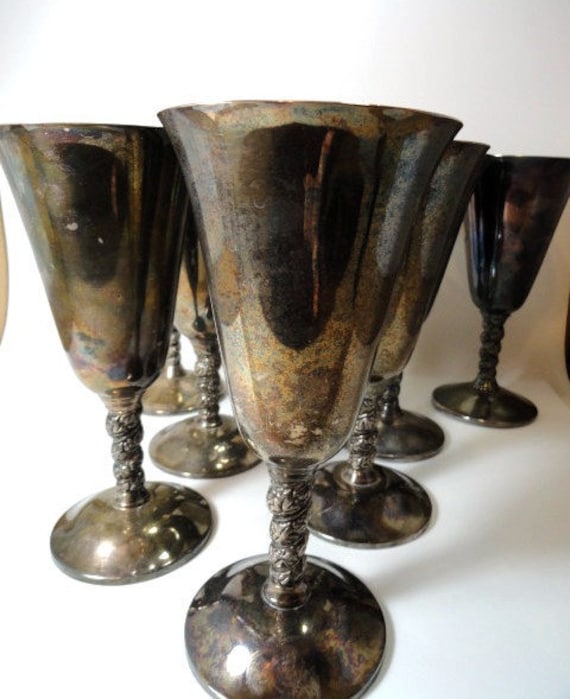 8 Silver Plate Goblets Made in Spain by MemoriesofYesterday