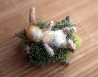 Needle Felted Nativity Set , Waldorf Nativity, Baby Jesus with cradle ONLY, Original design by Borbala Arvai, Made to order