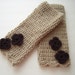 Wheat Color with Flowers, Fingerless Glove, Wrist Warmers