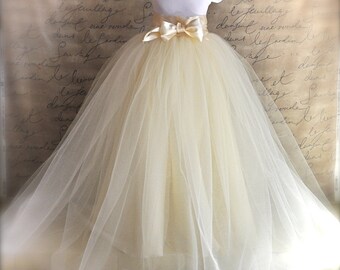 Extra long lined Flower Girl tutu. Classic Elegance. Comes in your choice of colors.